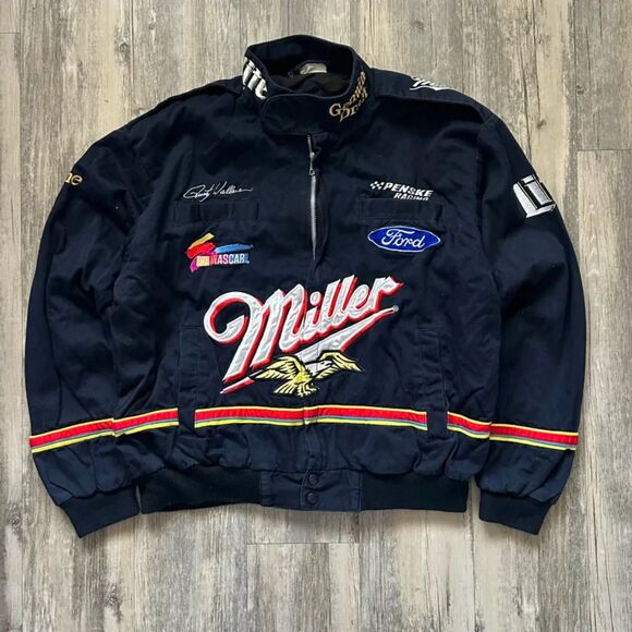 Vintage Nacar Rusty Wallace Miller Lite Racing Jacket Size Medium - Picture 1 of 6